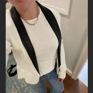 Rag and Bone White and Leather Blazer